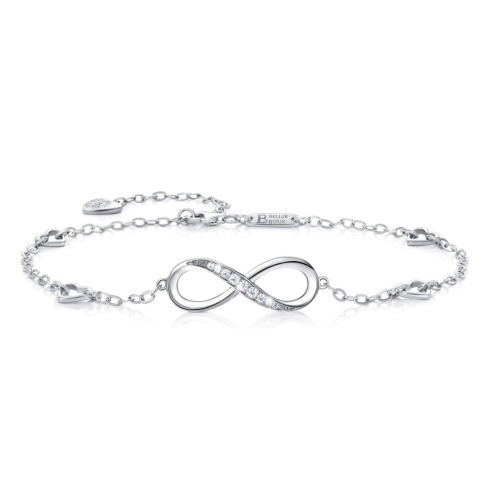 Billie Bijoux Womens 925 Sterling Silver CZ Infinity Anklet Bracelet
